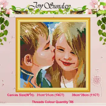 

Boy girl kiss pattern counted 11CT 14CT Cross Stitch Set DIY wholesale Chinese Cross-stitch Kit Embroidery Needlework Home Decor