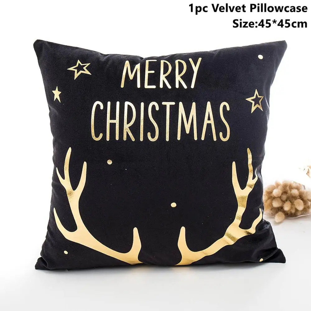 Noel Pillowcase 1 Taoup 1 шт. 45*45 см золотой черный веселая Рождественская Наволочка украшения Рождественские украшения для дома рожки лося Рождественский Декор для дома Noel - Цвет: Noel Pillowcase 1