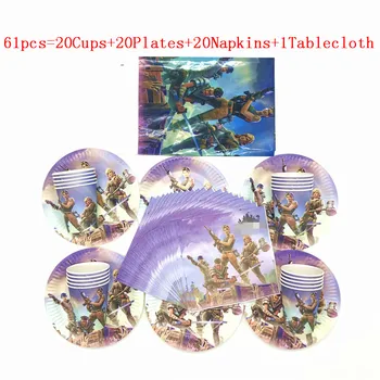 

Multi-style Castle Game Eat Chicken 61Pcs/41Pcs Disposable Tableware Sets Kid Birthday Party Cup Plate Napkin Decoration Supply