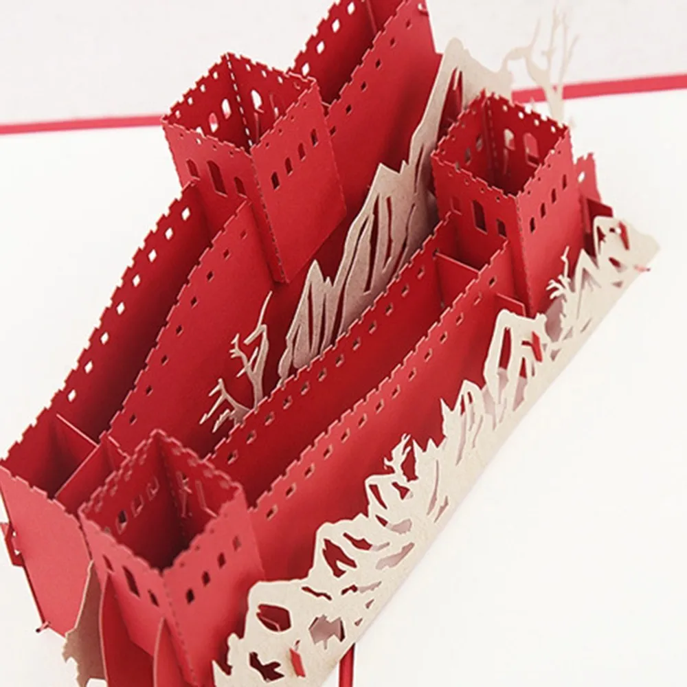 3D Great Wall поздравительные открытки 3D Поздравительные открытки всплывающие на день рождения Юбилей свадебные приглашения подарочные открытки красные 20x15 см