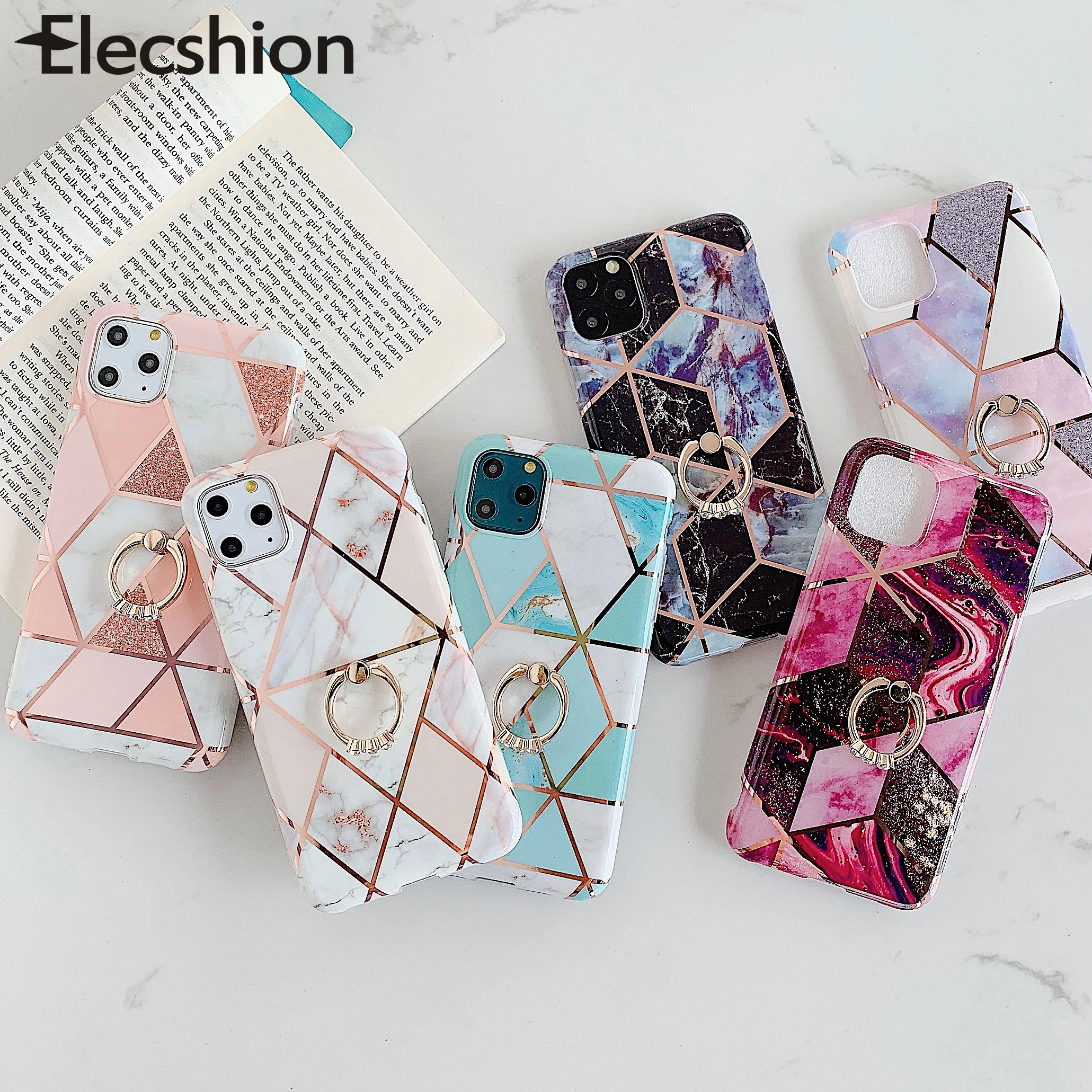 

For iPhone 11 Pro Max Marble Phone Case Holder For iPhone 7 8 6 6s Plus Coque For iPhone Xr Xs Max Back Cover Bumper Funda Shell