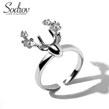 

Sodrov 925 sterling silver cute deer ring Fashion jewelry hristmas gift present for ladies HR021