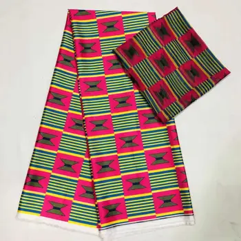 

2019 imitated silk faSilk Satin Chiffon Fabric African Ankara Fabric 4+2 Yards/Piece Audel Fabricr Wax African Fabric Batik SM30