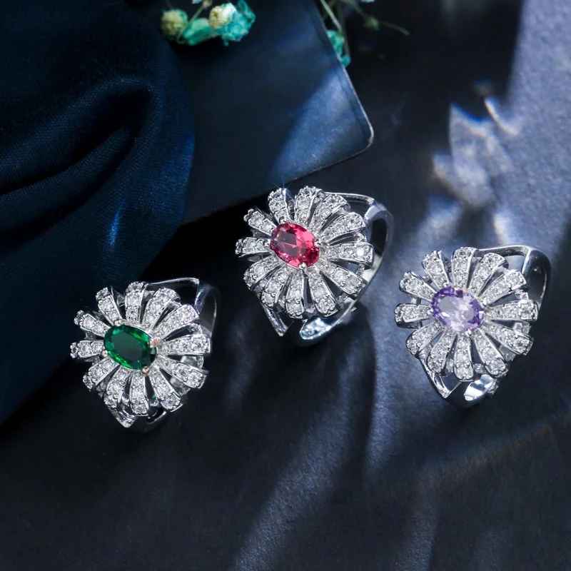 ThreeGraces Green Emerald Cubic Zirconia Stone Flower Necklace Earring and Ring Set 925 Sterling Silver Jewelry for Women JS500 ThreeGraces Green Emerald Cubic Zirconia Stone Flower Necklace Earring and Ring Set 925 Sterling Silver Jewelry for Women JS500