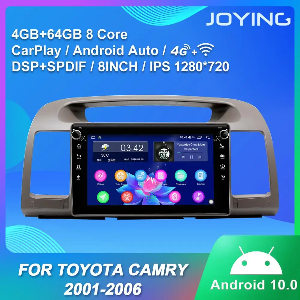 

Android 10.0 GPS car radio player Octa Core 8" autoradio 1280*720 4GB+64GB ROM DSP fast boot swc for Toyota Camry 2001-2006 RDS