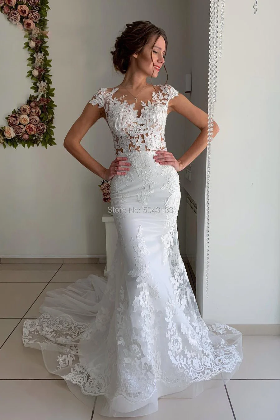 Сексуальные Свадебные платья Русалка Vestidos Noiva изысканные кружева аппликация V шеи без рукавов Свадебные платья пуговицы назад платье невесты