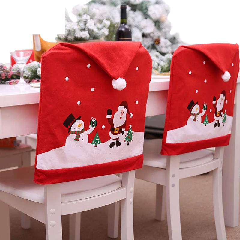 

Chair Cover, Xmas Santa Hat Home Chair Covers, Christmas Red Hat Chair Back Covers Christmas Decorations