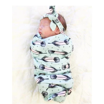

Newborn Baby Boy Girls Organic Cotton Blanket Headband Swaddle Sleeping Sleepsack Stroller Wrap Baby Boy Girl Blanket Bath Towel