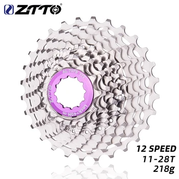 

ZTTO Road bike 12 Speed 11-28T SLR2 Bicycle Cassette HG Compatible Silver 12S Freewheel 12V K7 sprocket 218g CNC For
