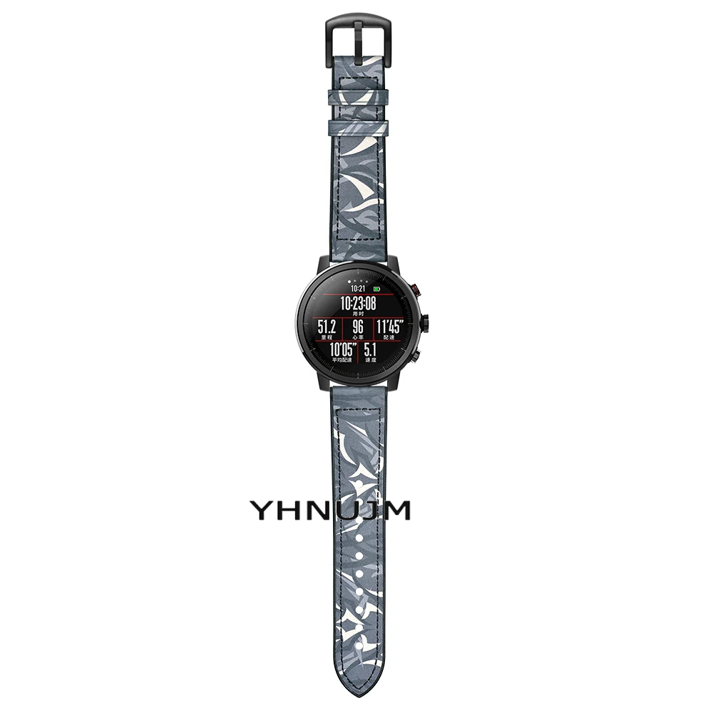 YHNUJM New Camouflage Leather+Silicone Watch Strap for Xiaomi Huami Amazfit Stratos Band Amazfit 2 Pace wristband