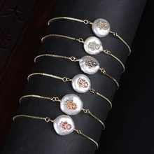 Паве многоцветный Цирконий крошечная рука Фатимы защитный Амулет Хамса Шарм пресноводный жемчуг шарик звено браслет для женщин Свадьба подарок на день рождения