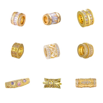 

Juya DIY Metal Charm Beads Supplies Handmade Decorative Big Hole Tube Beads For Beadwork Beaded Bracelet Necklace Making