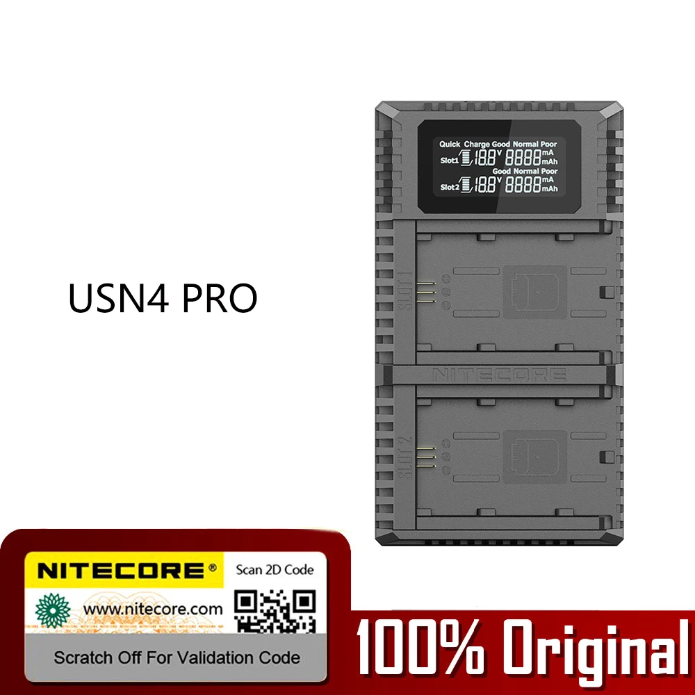 Зарядное устройство Nitecore USN4 Pro Dual разъем USB быстрая зарядка для камер Sony A7 III А7R А9