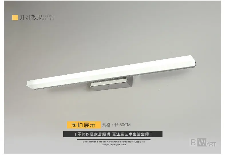 BWART Крытый 40/60/80100/120 см светодиодный настенные светильники AC85-265V Алюминий украсить водонепроницаемый бра для спальни светодиодный настенный светильник