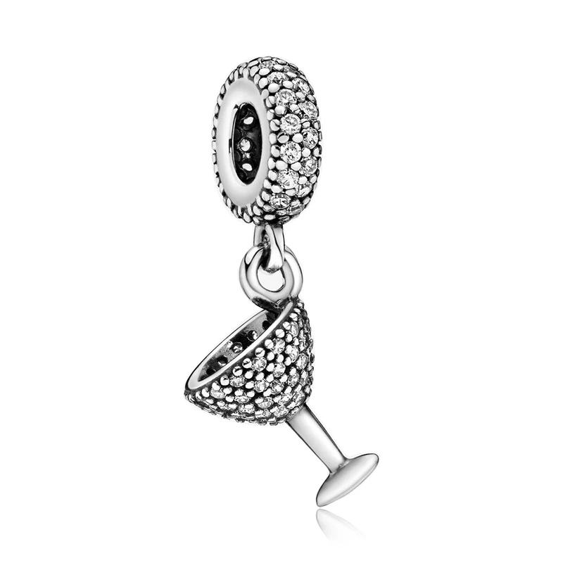 B025 Подходит для браслета Pandora, сверкающее сердце Simba,, сделай сам, ювелирное изделие, новое серебро 925, крест, любовь, пингвин, винный стеклянный кулон, Шарм - Цвет: B025