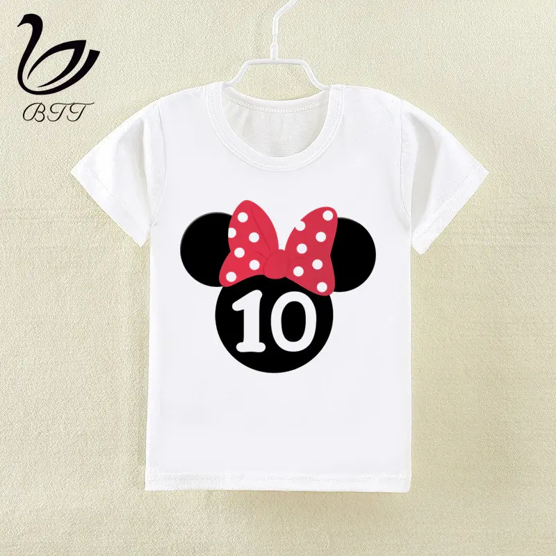 Детская футболка детская футболка с рисунком Микки Мауса и цифрами на день рождения для детей от 2 до 10 лет Детские топы с подарком на день рождения
