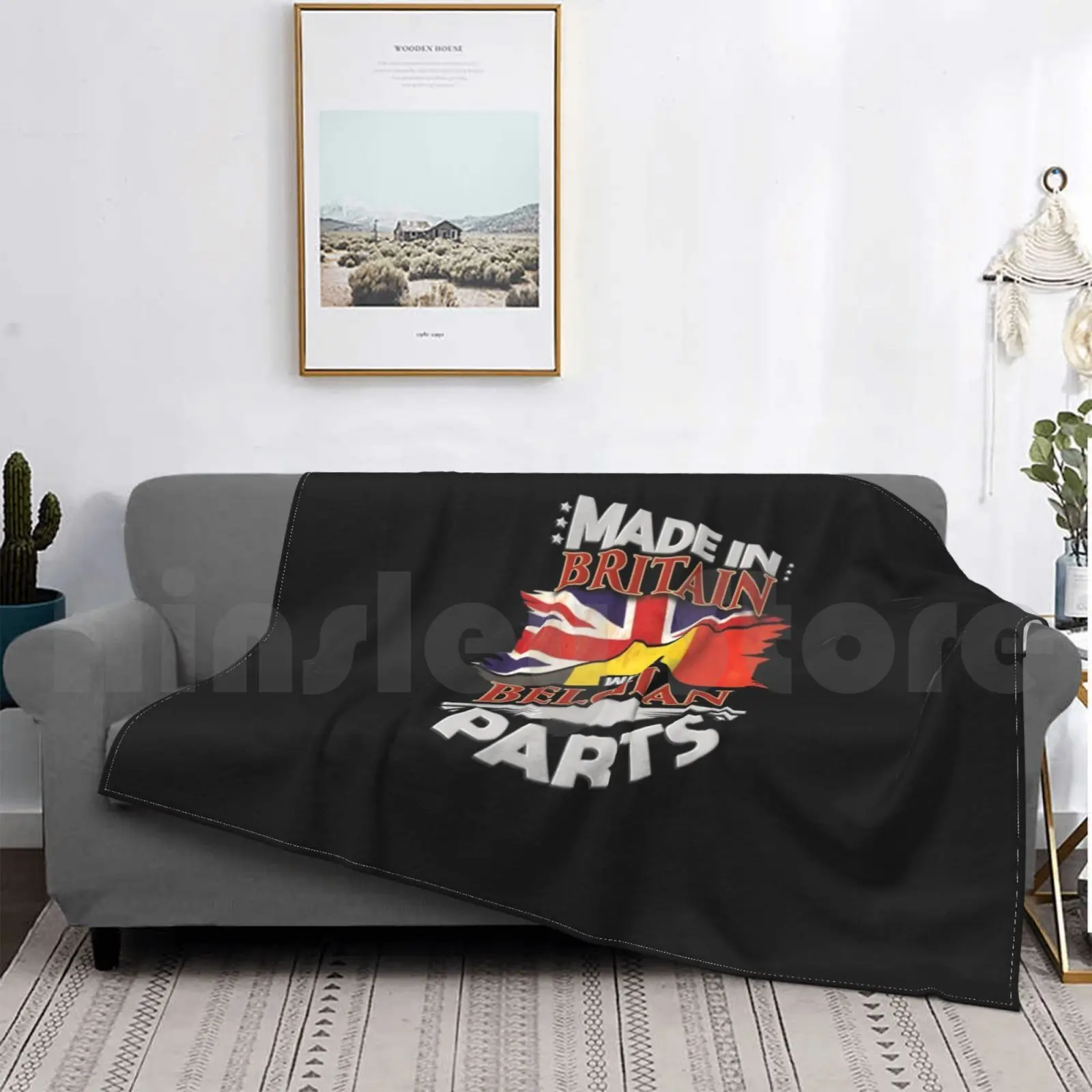 

Made In Britain With Belgian Parts-Gift For Belgian From Belgium Grown In Britain Blanket Fashion Custom