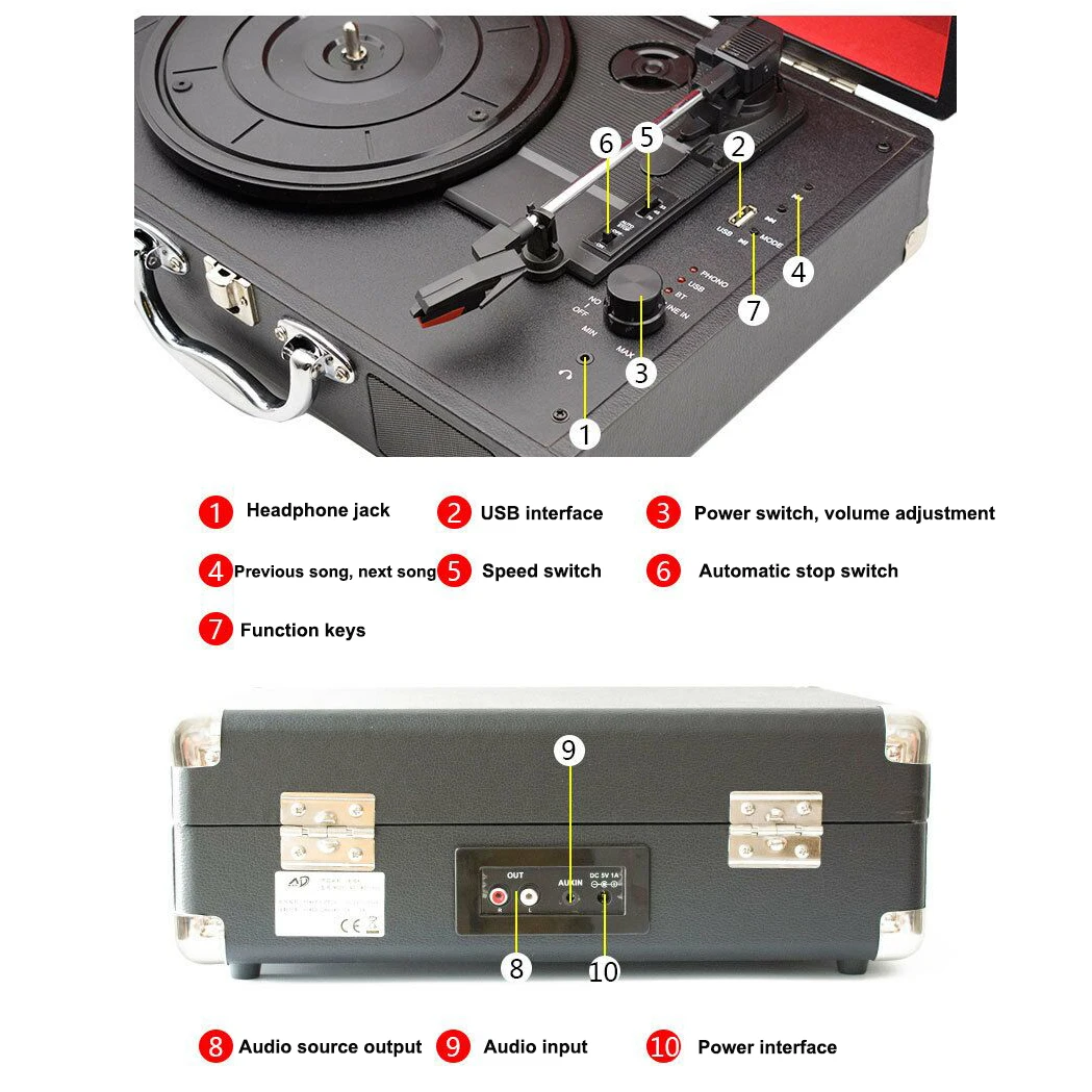 2 - Speed Turntable Decorative Record Player with Bluetooth