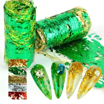 

YWK 17 Colors 3D Nail Art Stickers Aluminum Foil Paper Decals Mesh Net Sliders Laser Hollow Silk Tape Nail Art Polish Decoration