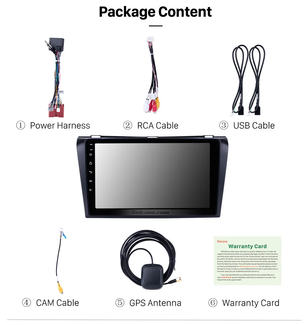 Perfect Seicane Android 9.0 9 inch GPS Car Radio Multimedia Player for 2004-2006 2007 2008 2009 Mazda 3 support WIFI Rearview Camera 14