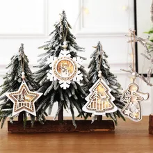 Wooden Cutout Christmas Ornament Lamp Luminous Xmas Tree Hanging Pendant Holiday Decor