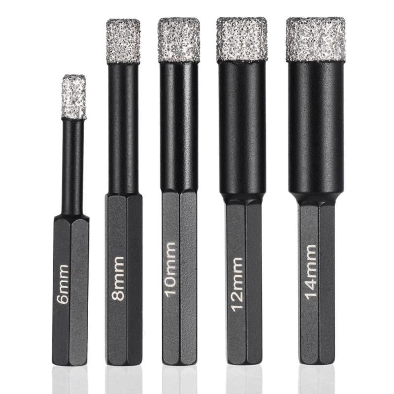 

6Mm/8Mm/10Mm/12Mm/14Mm Diamond Hole Opener Hexagonal Shank Durable Drill Bit Braze Porcelain Glass Ceramic Dry Cut