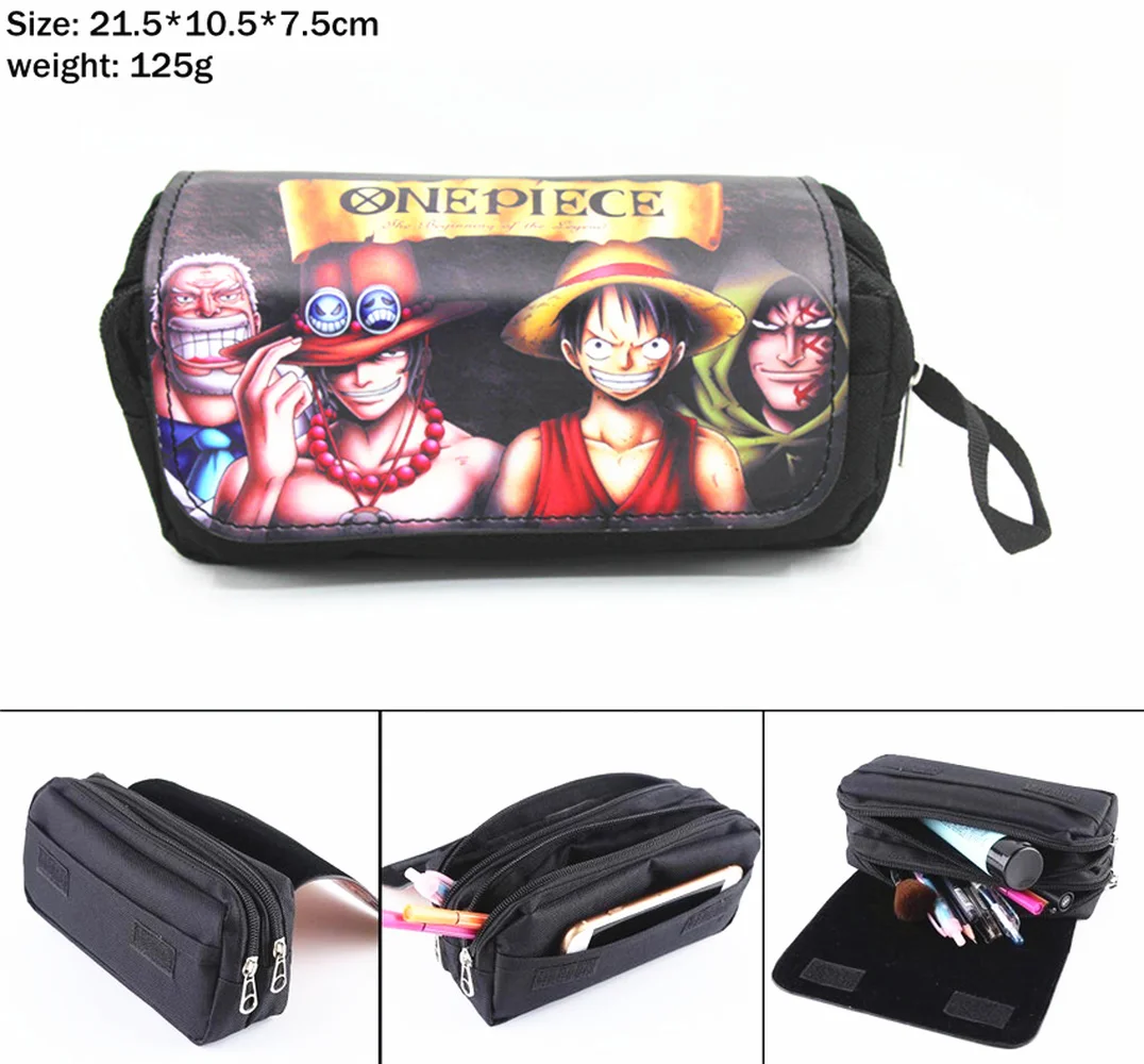 Аниме one piece Luffy холщовый чехол-карандаш для студентов, Женская портативная дорожная косметичка, косметичка, канцелярские принадлежности на молнии, сумки