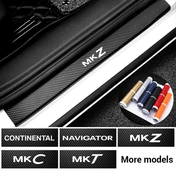 

4PCS Car Styling Door Sill Carbon Fiber Decoration Sticker Threshold Protect Decal for Lincoln Continental Navigator MKZ MKC MKT