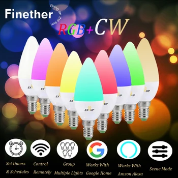 

Finether C37 LED Smart Light Bulb Voice Control Amazon Alexa Google HOME TmallGenie Colorful Light E14