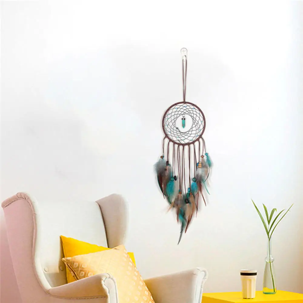 Колокольчики ручной работы индийская сеть с перьями стены висящий мечтатель ремесло подарок украшение дома