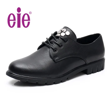 

EIE 2020 Ladies Shoes Low-heels PU Leather Casual Lace-Up Shoes Women Slip On Rivets Shoes For Women Oxford Shoes D0025