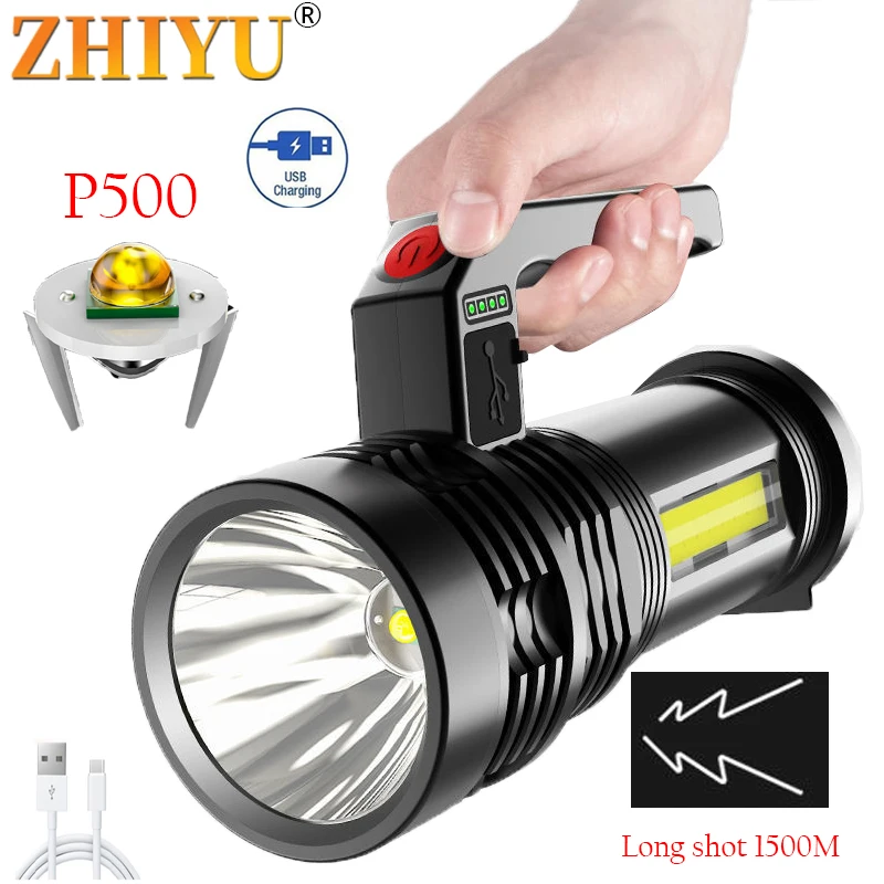 

Portable Ultra-Bright Hand Lamp Powerful Light COB Side Light Floodlight USB Rechargeable Outdoor Searchlight Household Light
