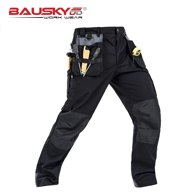 BauskyddB131 Мужская рабочая одежда, Осенние рабочие брюки, рабочие брюки, многофункциональные карманы, рабочие брюки, черные рабочие брюки-карго, униформа