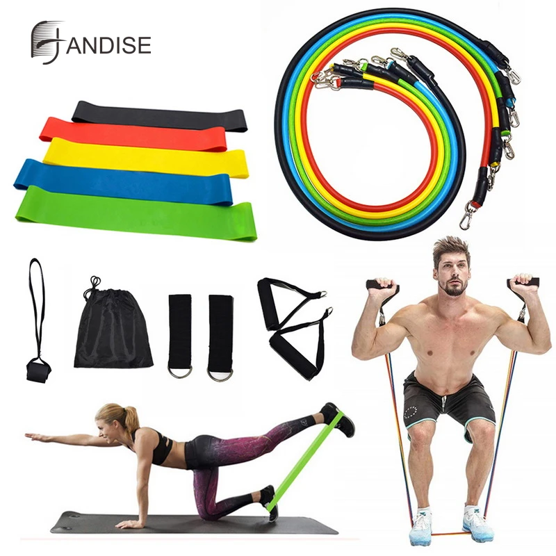 16pcs Resistance Bands Set Home Workout Exercise Cross fit Fitness Training Gym 