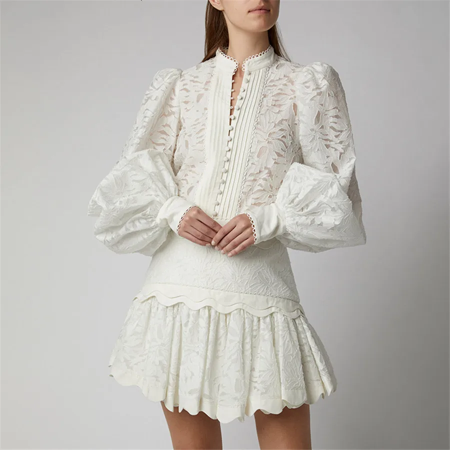 Комплект из двух предметов топ и юбка длинный рукав белая блузка открытая Сексуальная мини-юбка Женский комплект из двух предметов комплекты одежды