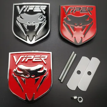 

3D Metal Cobra Shield Emblem Badge Front Hood Grille Car Body trunk Sticker for Dodge Durango Hellcat Charger Grand Ram Viper