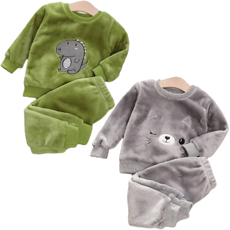 Velvet Tracksuit Outfit Girl Toddler Clothing Winter-Sets Baby-Boy Kids Childrens Plush