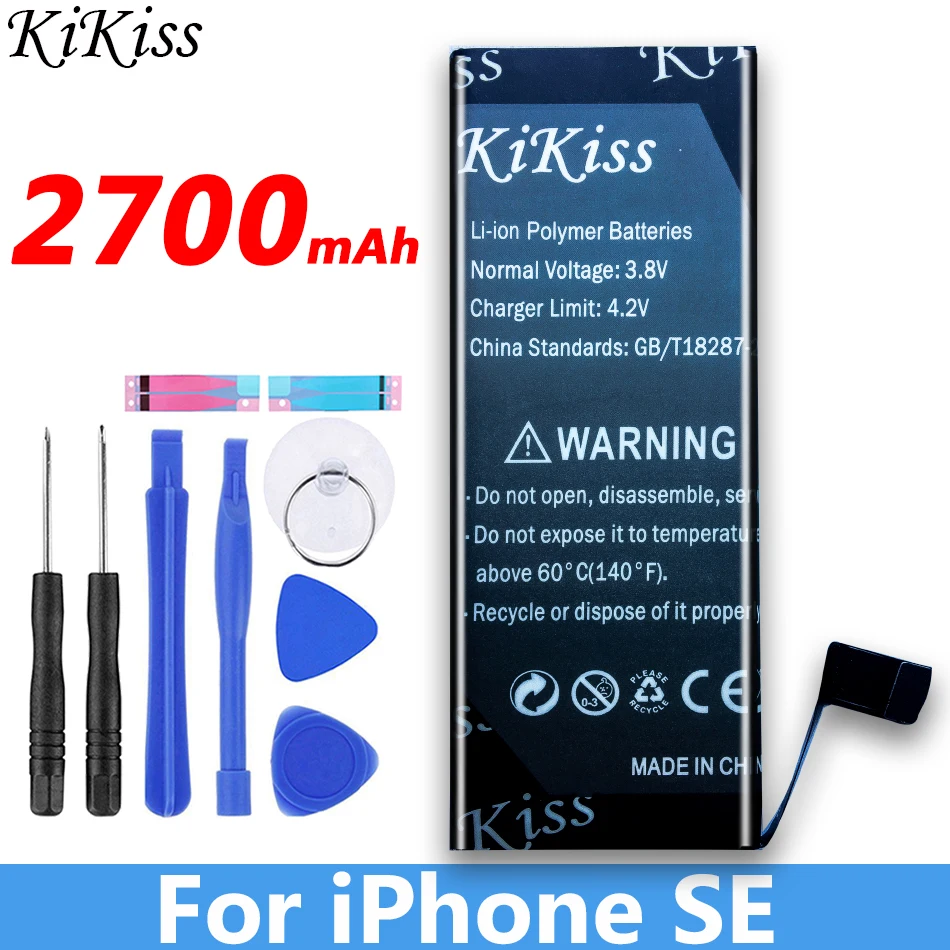 Аккумулятор KIKISS 2700 мАч для Apple iPhone SE батареи телефона большой емкости + Бесплатные
