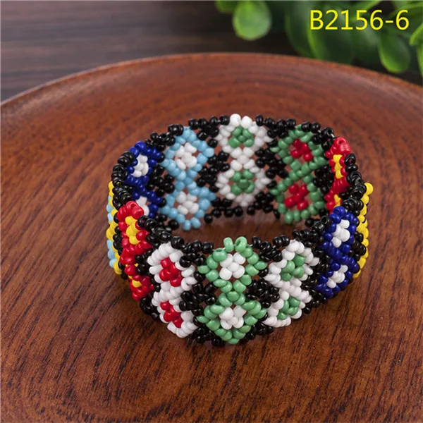 Уникальный Boho женский Печатный узор эластичный браслет из бусин тотем узор ручной работы эластичный браслет ювелирные изделия - Окраска металла: DB452