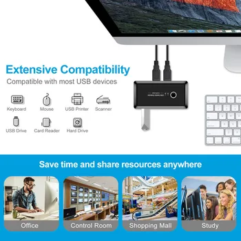 

2x4 USB 2.0 shared switch selector 2 ports PC shared 4 USB device adapter adapters for keyboard, mouse, scanner, printer