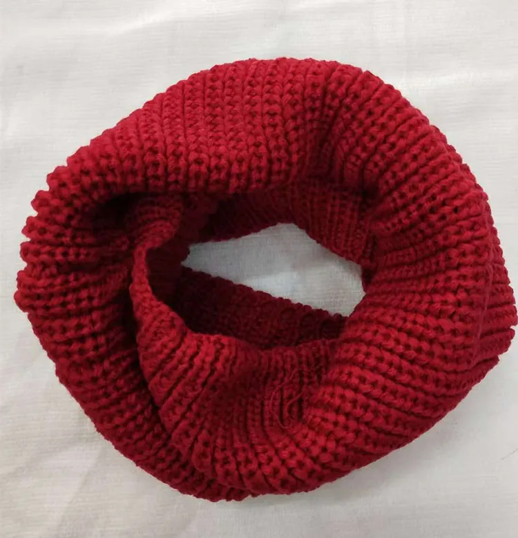 Одноцветный вязаный крючком шарф для женщин, вязаный зимний шарф с О-образным кольцом, Женский Теплый мягкий шарф-снуд, женский розовый и красный шарф Wra