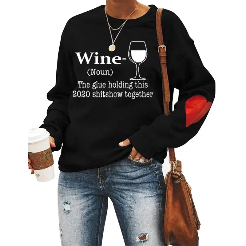 Women Letter Printed Sweatshirts Crew Neck Long Sleeve Pullovers Autumn Winter Casual Loose Outwear Sweatshirt Women