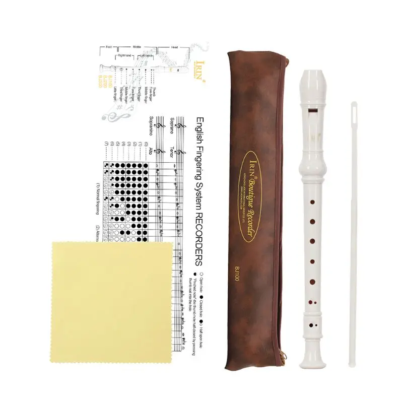 8 отверстий барокко рекордер кларнет флейта деревянный духовой инструмент музыкальное образование инструмент подарок с ПУ сумка+ инструмент для чистки - Цвет: White
