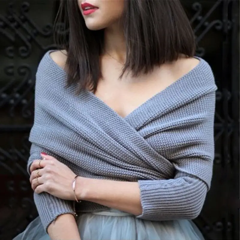 Womens Off Shoulder V Neck Solid Long 