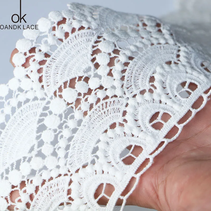 1 yard 11.5 cm indumento decorativo ricamo in cotone cucito processo fai da te finiture bianche finiture in puro cotone