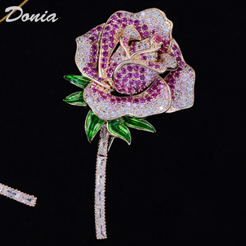 Ювелирные изделия donia Classic rose Blomworm Koper liar bruiloft broches sieraden perfect kubieke zirkoon broches sjaal pin