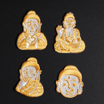 

Gold Buddha Funny Patch Embroidery Stick on Cute Appliques for T-shirt Jackets Clothing Sticker Novelty Badges for Hats Backpack