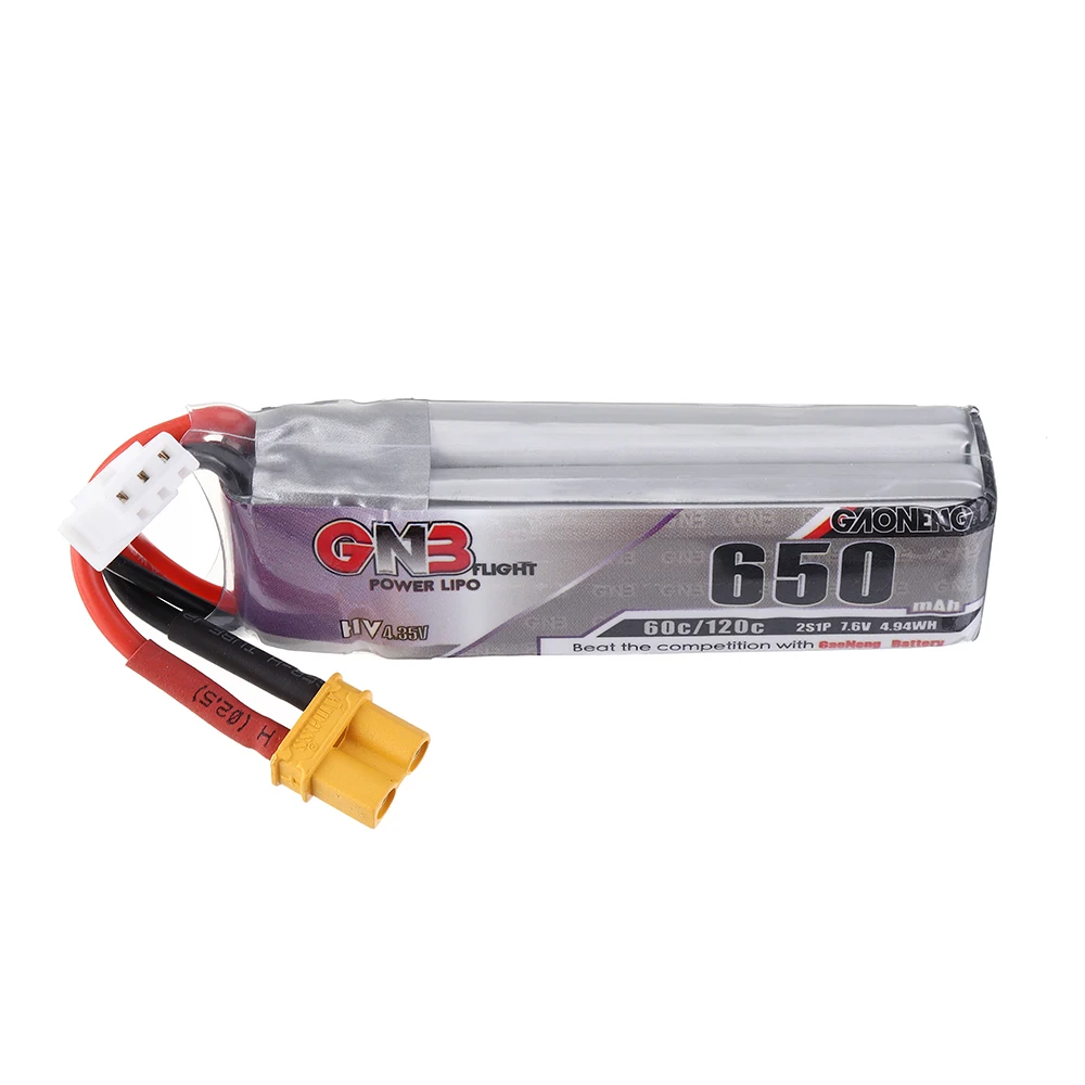 Gaoneng 7 6 V 650mAh 60C 2S HV 4 35 Lipo батарея XT30 разъем для Happymodel FPV Racing Cine Whoop BetaFPV Drone|Детали и
