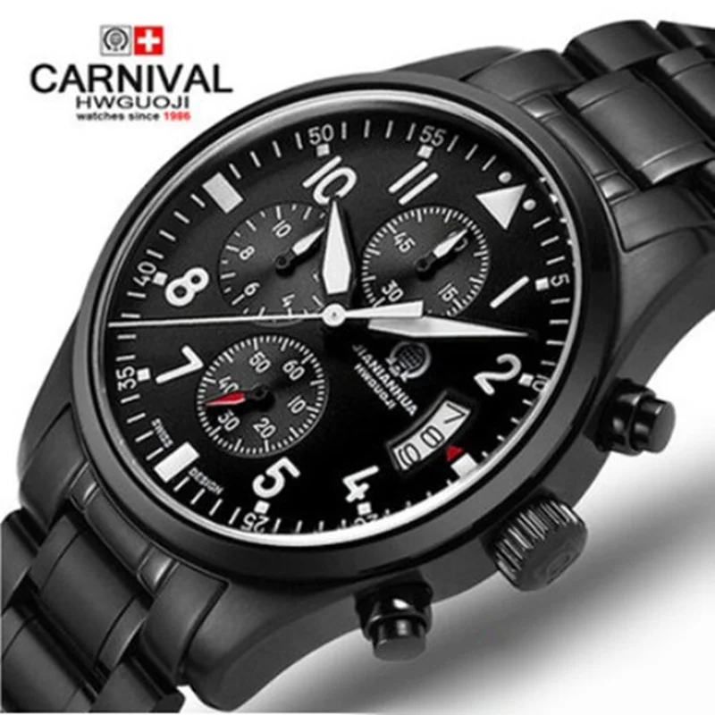 

Chronograph run sports waterproof military quartz stop watch men full steel leather strap luxury brand watches sapphire luminous