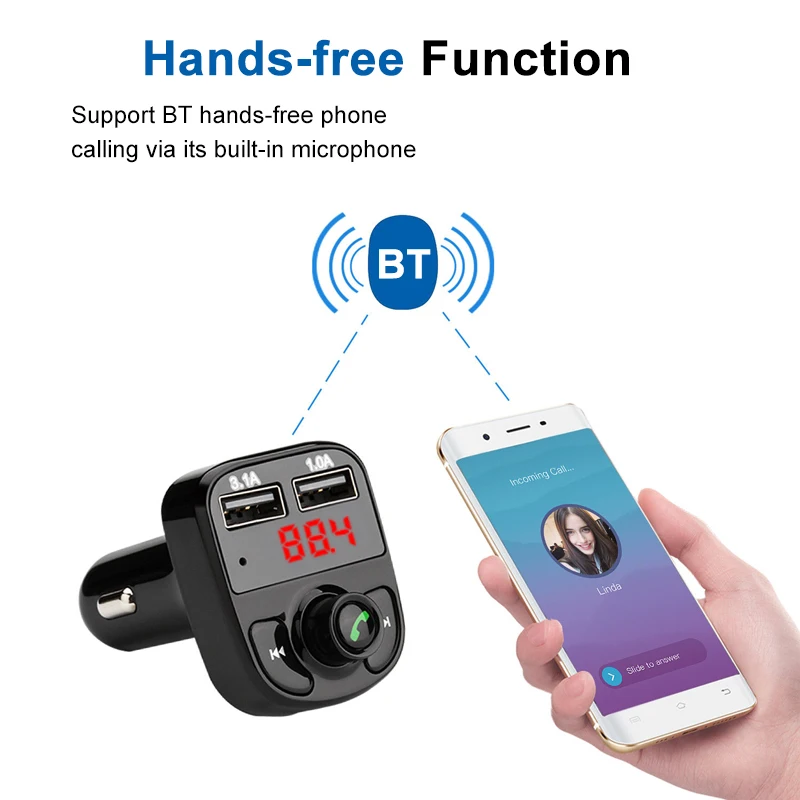 VicTsing FM передатчик автомобильный Bluetooth комплект MP3-плеер Радио адаптер с двумя USB Автомобильное зарядное устройство Hands-free TF CVC шумоподавление